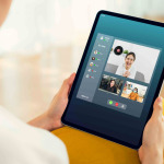 person making video call meeting to family