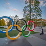 New national stadium for Tokyo Olympic 2020 in Japan in Tokyo at twilight