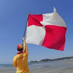 Red and White Tsunami alert flag