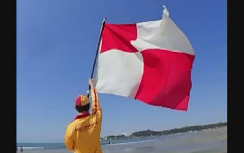 Red and White Tsunami alert flag