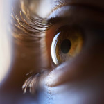 Close-up of beautiful little girl brown eye