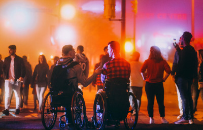 Young men in wheelchairs