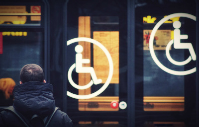 Public transport with Accessibility Sign