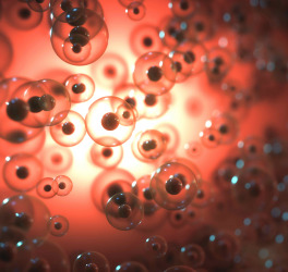 Abstract image of spheres in science concept. Molecular biology, scientific structure cellular.