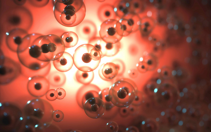 Abstract image of spheres in science concept. Molecular biology, scientific structure cellular.