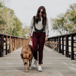 a user with guide dog testing the wearable device