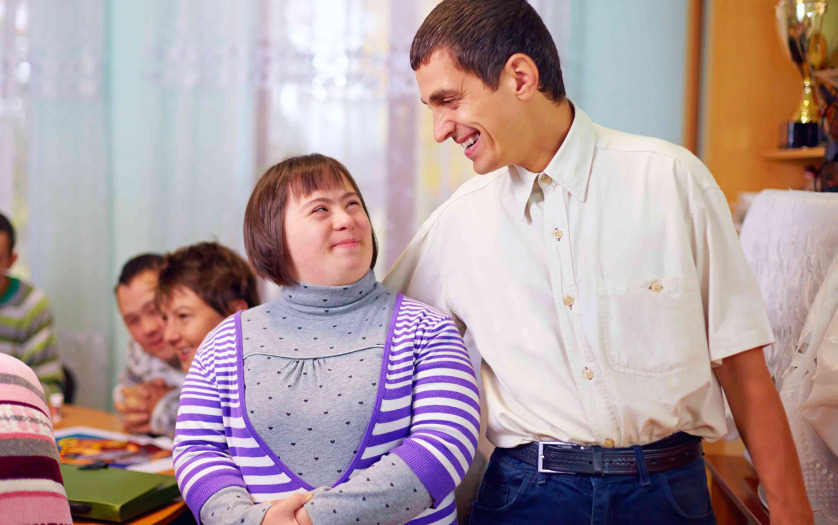 People with intellectual disability, smiling