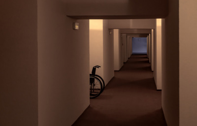 Wheelchair in corridor