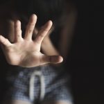 Woman raised her hand for dissuade, The concept of stopping sexual violence against woman