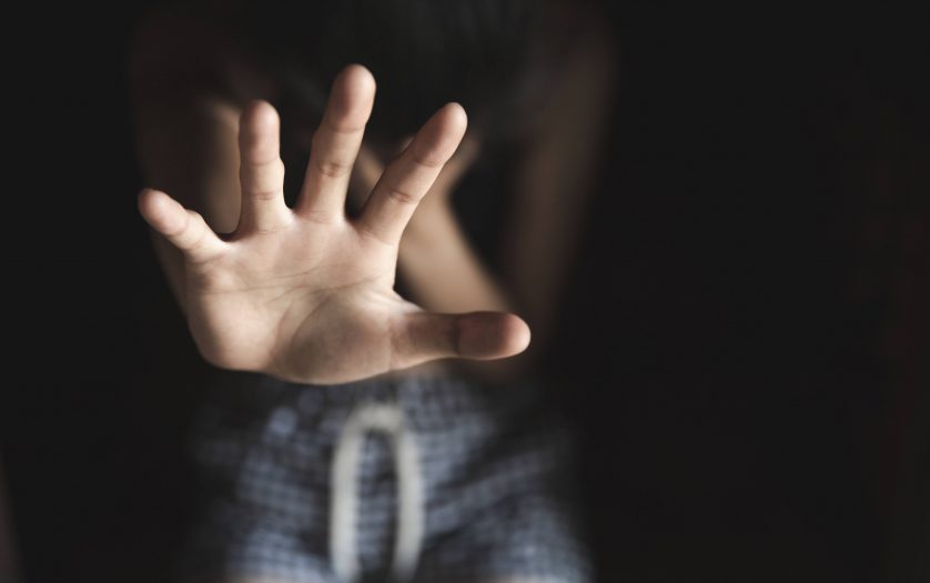Woman raised her hand for dissuade, The concept of stopping sexual violence against woman