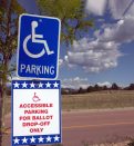 Ballot Box Sign for Election - All Mail-In Voting With Wheelchair Handicap Accessible Parking