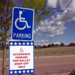 Ballot Box Sign for Election - All Mail-In Voting With Wheelchair Handicap Accessible Parking