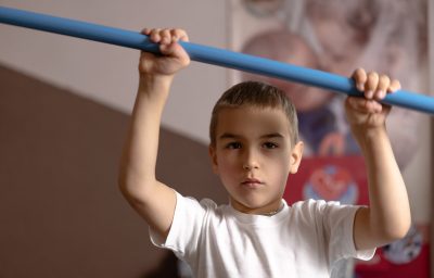 boy with CP during a rehab session