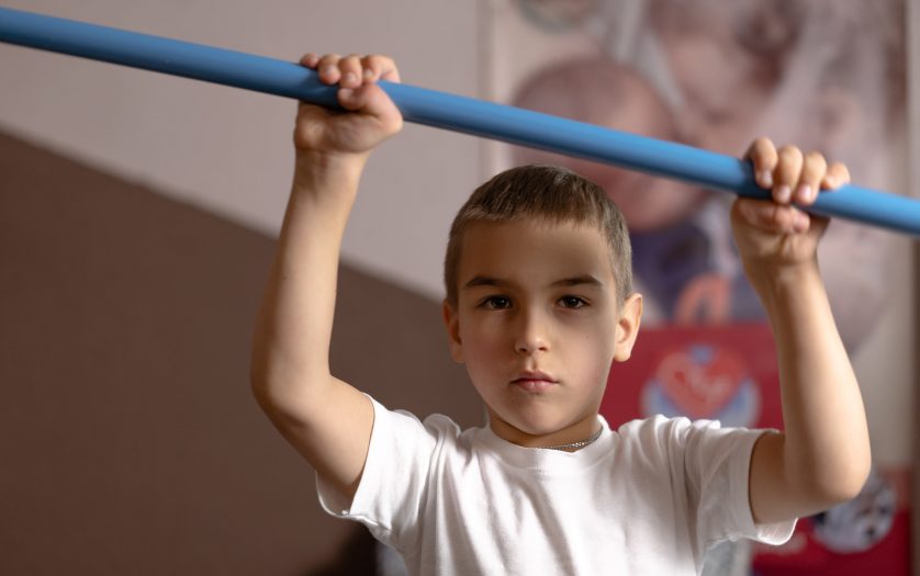 boy with CP during a rehab session