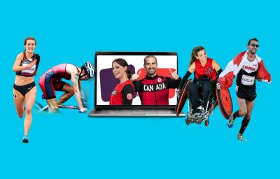 online chat banner with athletes
