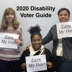 Three RespectAbility team members holding up signs that say 