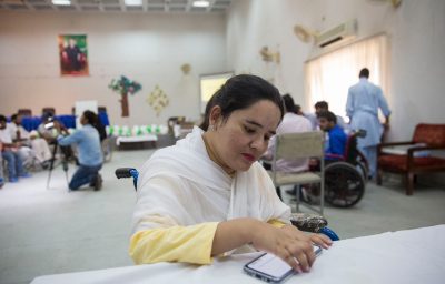 woman using the app
