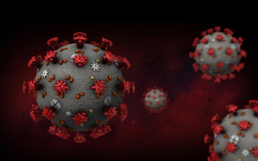 Coronavirus cells in microscopic 3D