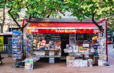 Shop Kiosk street vendor in Barcelona Spain Europe Lifestyle, Barcelona, Spain