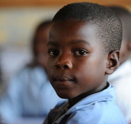 African School boy in class