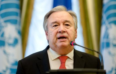 UN Secretary-General Antonio Guterres speaking at the event