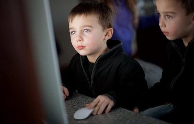 Little boys using computer