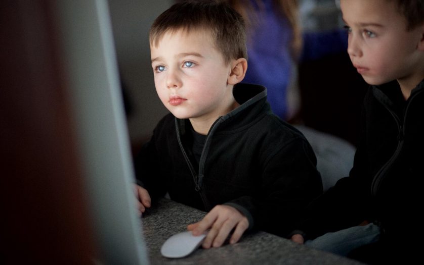 Little boys using computer