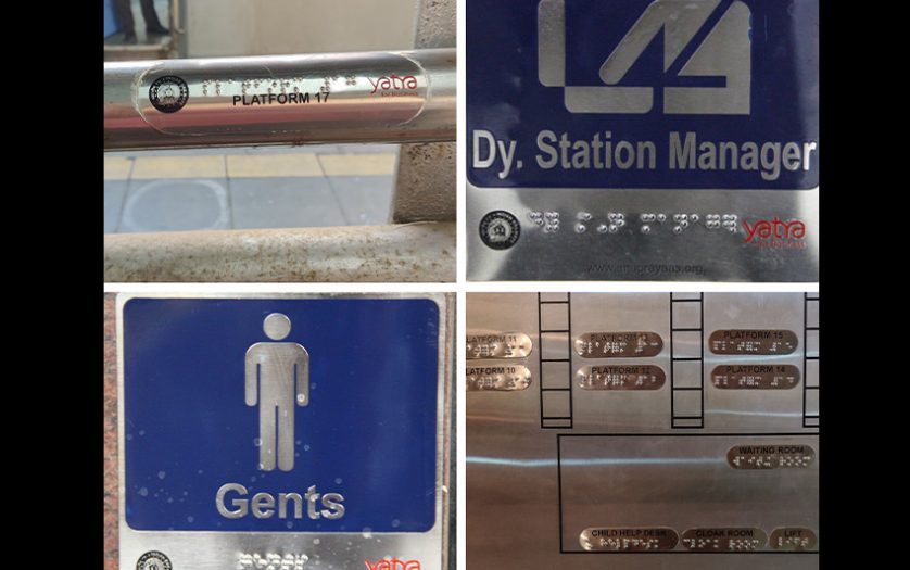 Braille signages at various points at the CSMT station