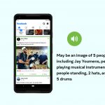 Facebook news feed in mobile device, describing image