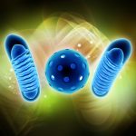Digital illustration of 3d rendered Digital illustration of Mitochondria in colour background