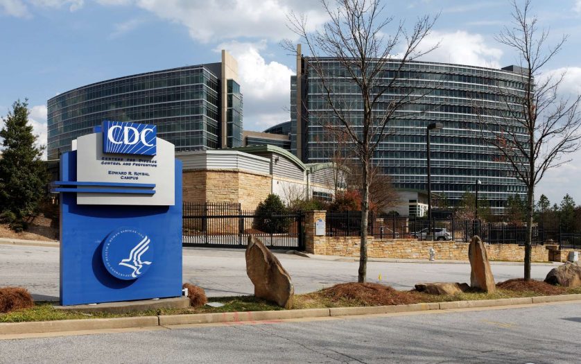 An entrance to the United States Centers for Disease Control and Prevention headquarters in suburban Atlanta, Georgia.