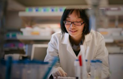 Female Scientist at a Biomedical Laboratory horizontal
