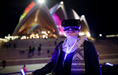 person using the IrisVision Headset