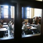 Elementary school students studying in classroom in Istanbul