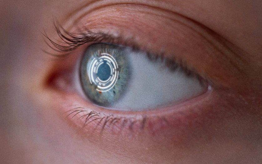 Woman's eye with implants