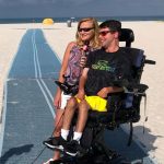 Andrew Brettner models in Surf Style clothing on the mobility mat