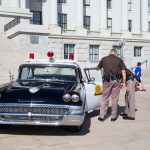 Two Policemen, Historical police car in front of the Utah State Capitol