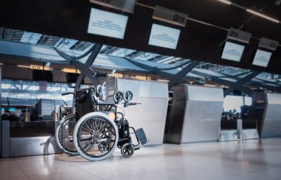 Wheelchair prepare for disability passenger at Airport Airline Check in counter