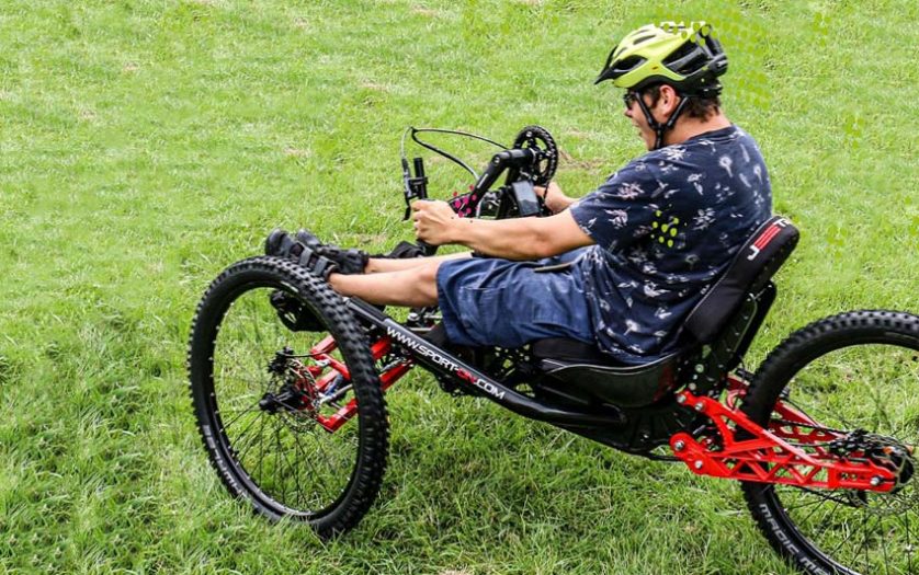 biker with adaptive bike