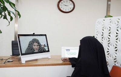 two women speaking online
