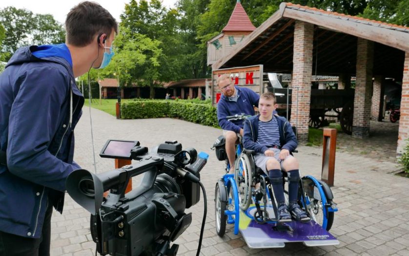 A wheelchair platform bike.