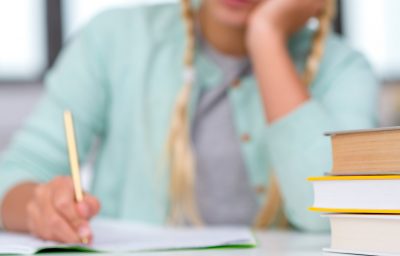 student writing