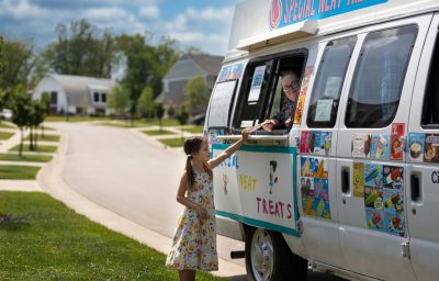 Mary Kate selling ice cream