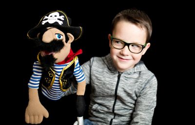 Boy with pirate puppet
