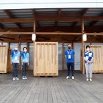 IPC President Andrew Parsons, Tokyo 2020 President Seiko Hashimoto, Governor of Tokyo Yuriko Koike, and Tokyo 2020 Village Mayor Saburo Kawabuchi standing in front of Paralympic Mural at the Village Plaza