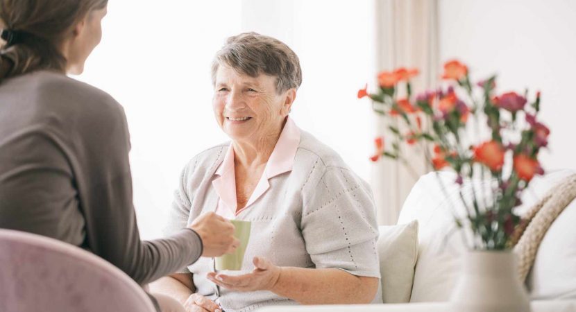 Taking care of older woman