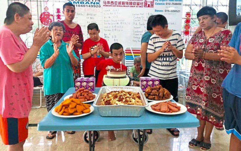 A birthday celebration being held for one of the residents at the centre.