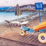 Beach wheelchair for swimmers with disabilities