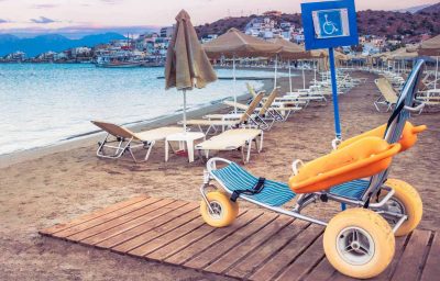 Beach wheelchair for swimmers with disabilities