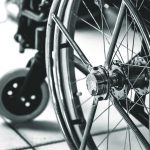 wheelchair in black and white closeup